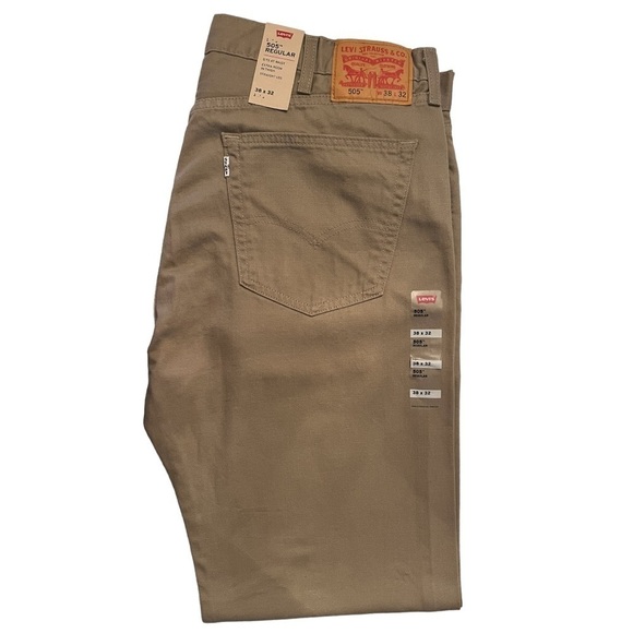 Levi’s 505 Regular Tan Straight Leg Jeans Men’s Classic Fit - Picture 1 of 5